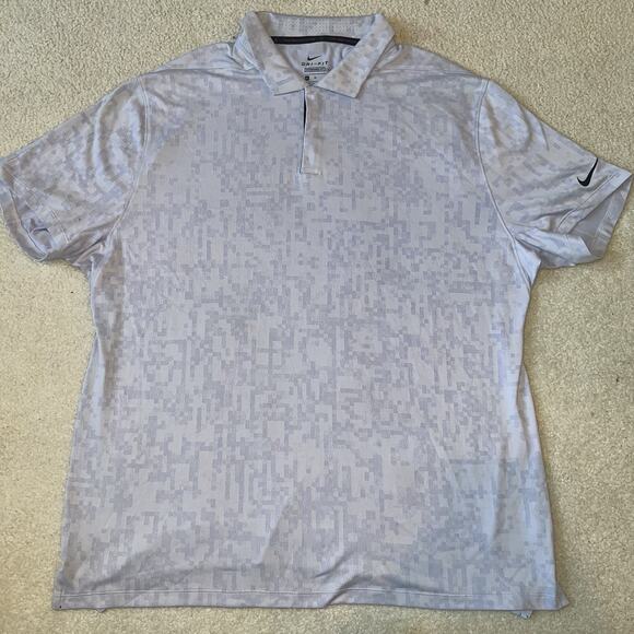 Nike Golf Tiger Woods TW Digital Camo ADV Polo CU9528 580 Violet Frost Purple XL - Picture 1 of 10
